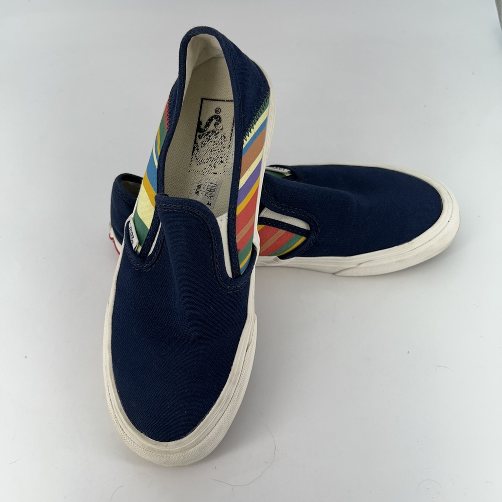 Vans Shoes Womens Size 7 Classic Slip-On Rainbow Stripe Canvas Skate 500714 - Picture 9 of 10